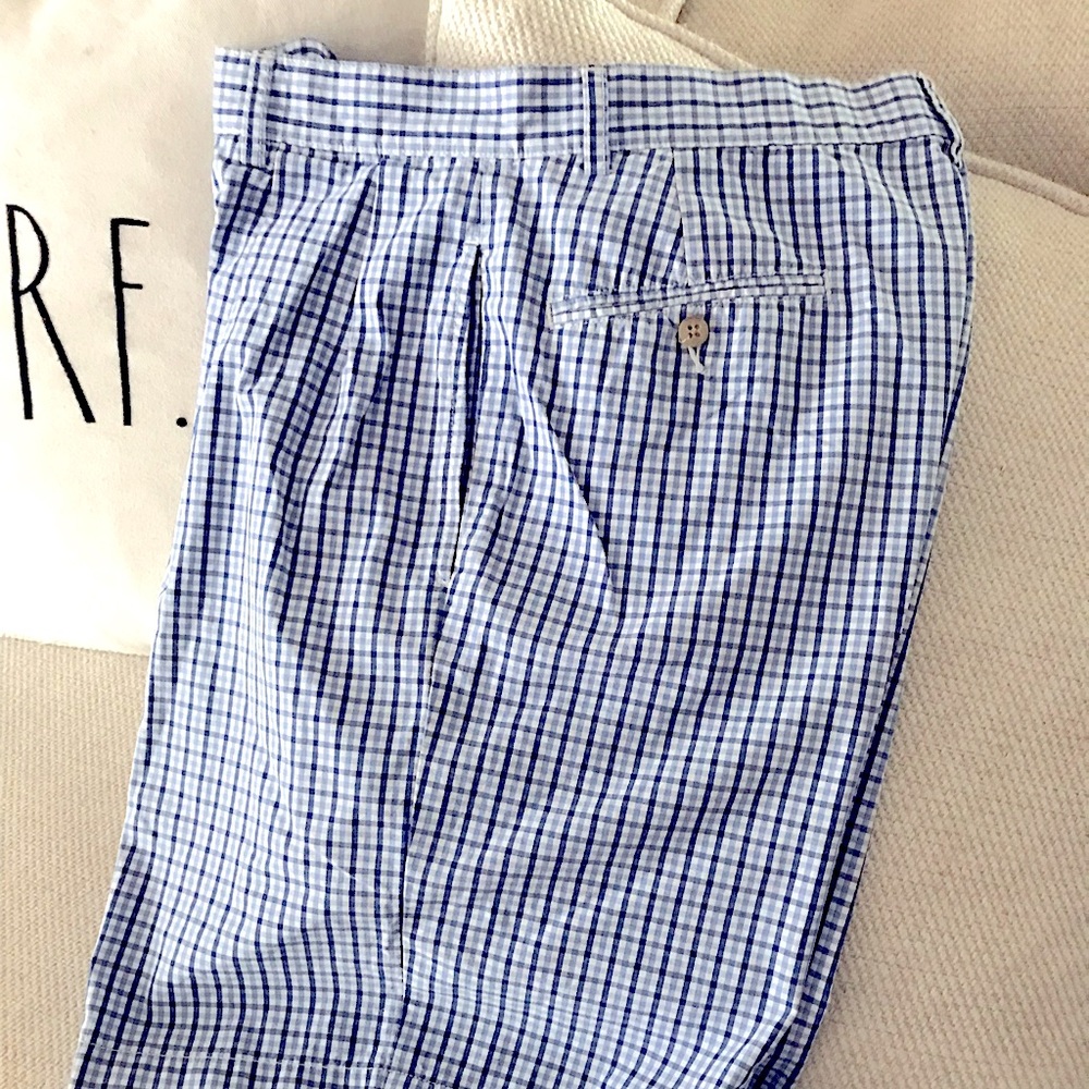 Polo Ralph Lauren Tyler chino Shorts Mens 33 Blue Plaid gently used.